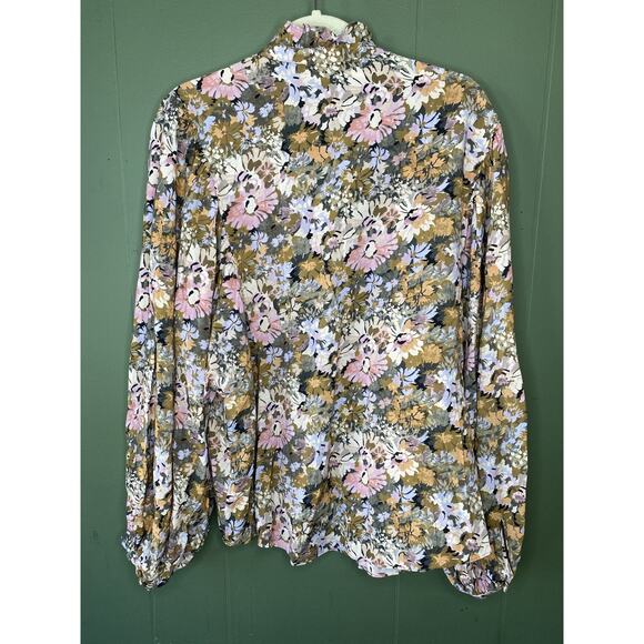 & Other Stories Shirt Womens Size Large Frill Collar Blouse Puff Peasant Sleeves - Picture 4 of 11